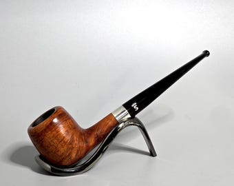STANWELL STERLING 17: Very Nice/Clean! 70&#39;s-90&#39;s Danish Vintage Estate Birds-Eye Briar Straight Billiard w/Wide Silver Band Tobacco Pipe
