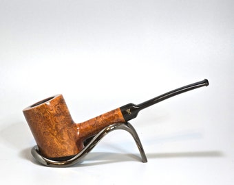 STANWELL OLD SHAPE J7: Very Nice/Clean! 70's-90's Danish Vintage Estate Smooth Birds-Eye Briar Canted Poker/Cherrywood Sitter Tobacco Pipe