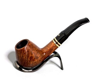 STANWELL BRASS BAND 184: Bella+/Pulita! Pipa da tabacco vintage danese anni '70-'90, in radica fiammata/dritta, con cannello quadrato grande e forma a vulcano curvato.