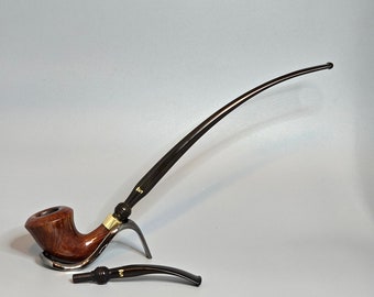 STANWELL Hans Christian Andersen: Nice/Clean! Early 2000s Danish Vntg. Estate Bent Dublin/Churchwarden w/2 Stems w/Silver Mount Tobacco Pipe