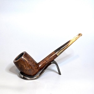 STANWELL OLD BRIAR 312: Rare/Clean! 1943-1948 Danish Vintage Estate Birds-Eye/Cross Grain Str. Lg. Billiard w/Genuine Horn Stem Tobacco Pipe