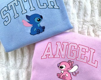 Stitch x Angel Sweatshirt, Couple Sweatshirt, Anniversary Sweatshirt, Hoodie, T-Shirt, Valentine's Gift