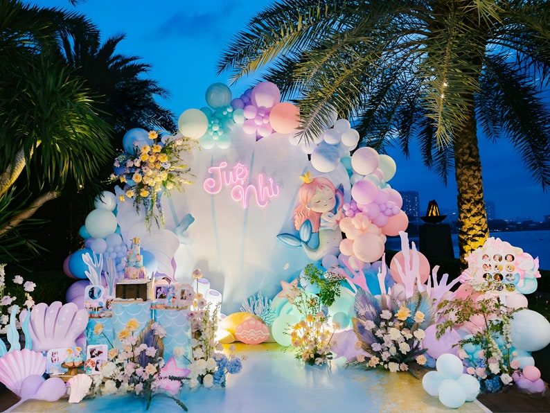 Mermaid Birthday Party Theme Supplies Pear Shell Backdrop Etsy