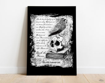 Edgar Allen Poe, The Raven, Gothic Art, Horror Art, Wall Art, Office Art, Poster, Printable Wall Art, Digital Download, Printable Art