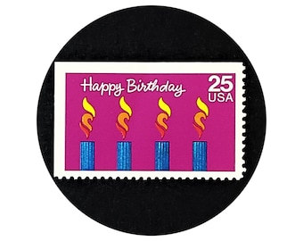9 gelukkige verjaardagszegels, kaarsen, violet, Amerikaanse postzegels, 1988, ongebruikt, nominale waarde van 25 cent, Scott #2395