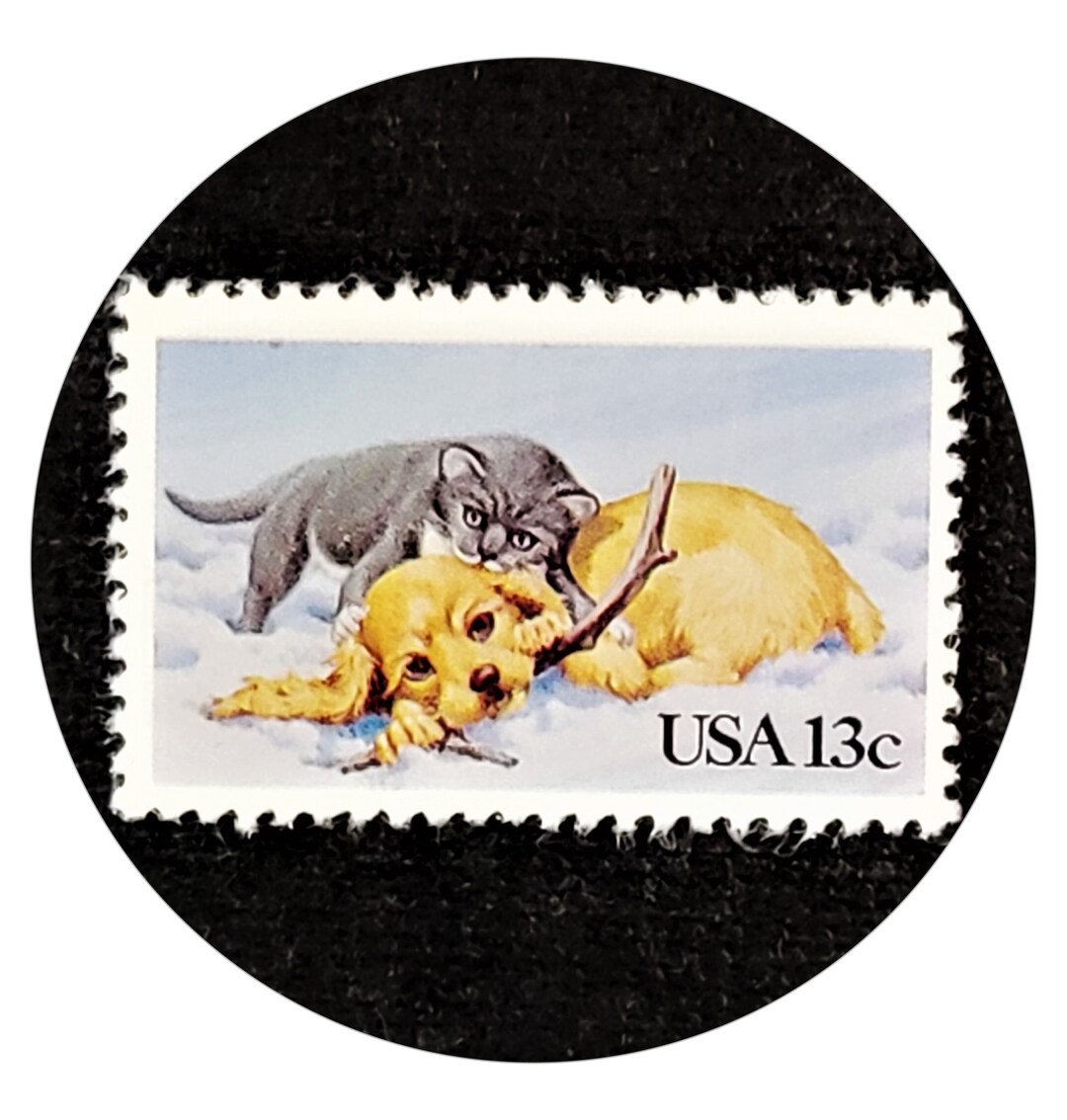 10 Kitten and Puppy Stamps, Humane Society, Snow, US Postage, 1982