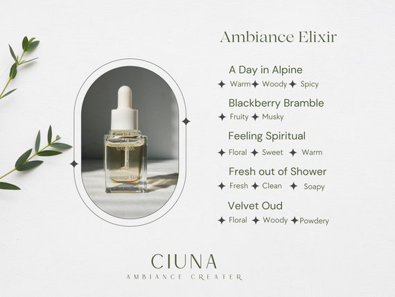 Ambiance Elixir 100%. Pure Long Lasting Fragrance Oil for Diffuser