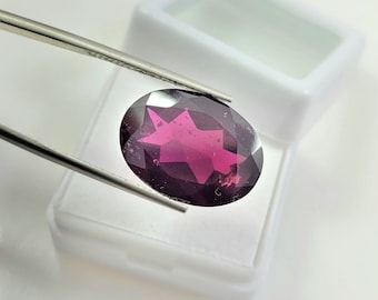 12.40 Ct Natural Rhodolite Garnet: Purplish-Pink Faceted Oval Gemstone
