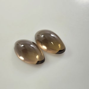 34.80 Cts Natural Unique Smoky Quartz Pair Eyes Shape Cabochon Quartz Loose Gemstones