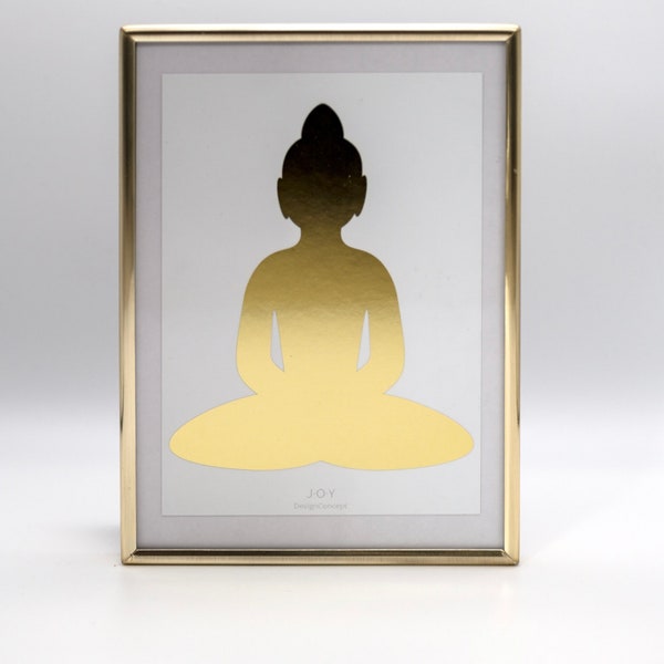 Postkarte Gold Yoga Geschenk für Yogaliebhaber Buddha Bild Meditation Print spirituell Karte schlicht Geburtstag minimalistisch Buddhismus