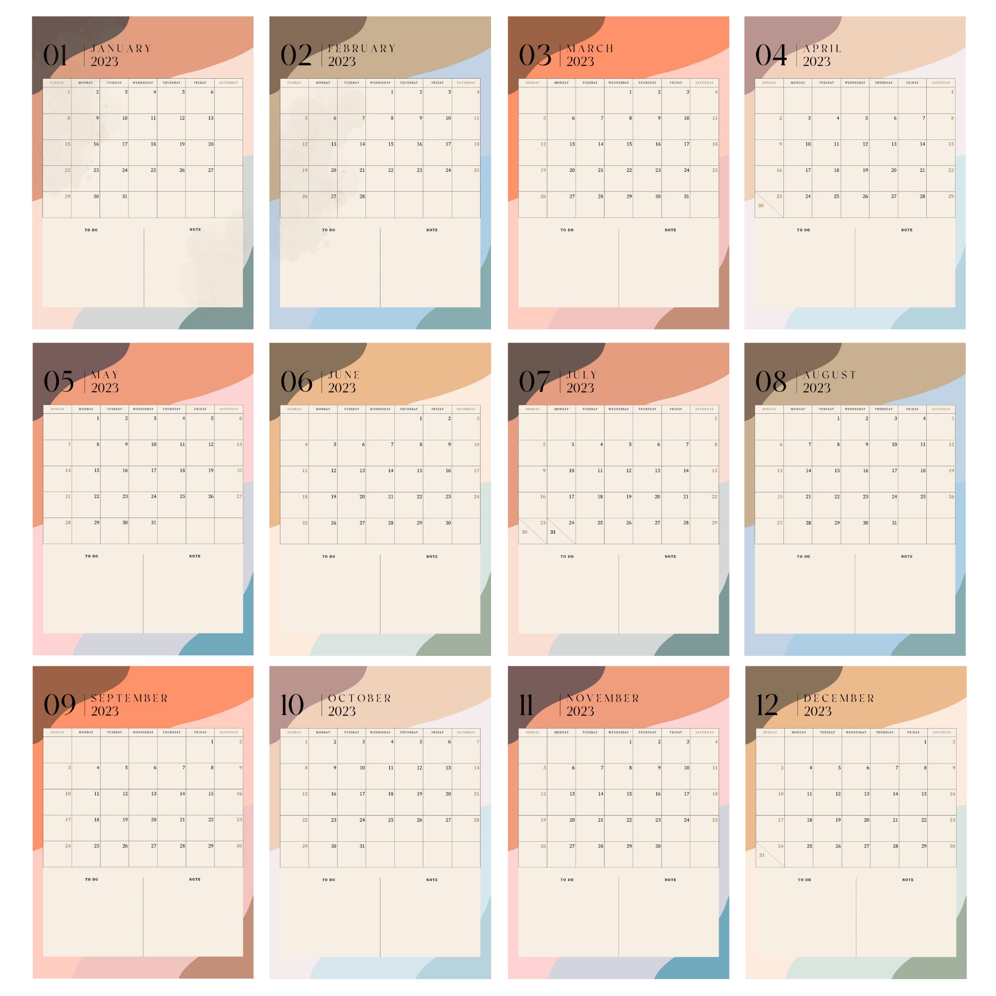 2023 PRINTABLE CALENDAR PDF visual data 4