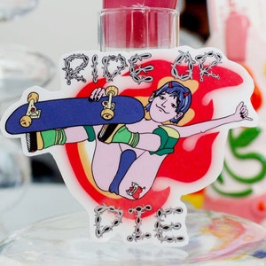 Ride or Die // Skater Grunge Aesthetic Waterproof Sticker - &#39;I Love Mom&#39; Tattoo - Quirky Skateboard Decal