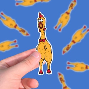 Rubber Chicken Sticker- Cute Water Proof Sticker for Journal or Planner, Bumper Sticker,  Chicks Stickers Animals, Funny Gag Gift