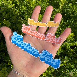 Custom Name Stickers, Custom Text Sticker, Personalized, Colorful, and Retro Vinyl Decals for Water Bottles, Laptops, Bumper Sticker, Gift