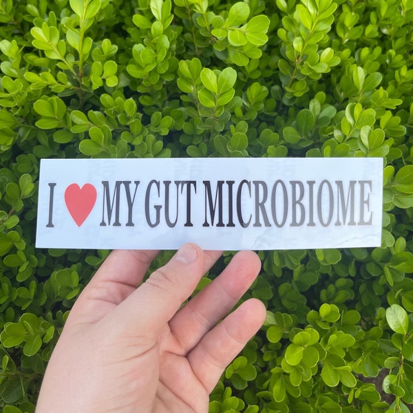 I Love My Gut Microbiome Bumper Sticker, Microbiology Stickers and Conservation Bumper Sticker, Funny Bumper Sticker for Healthy People.