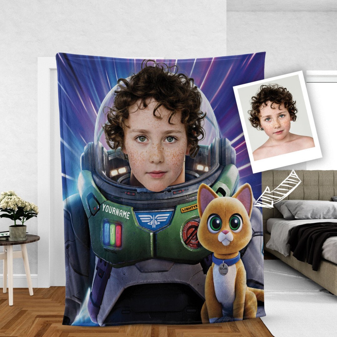 Custom LIGHTYEAR Cartoon Blanket With Face Superhero LIGHTYEAR Etsy