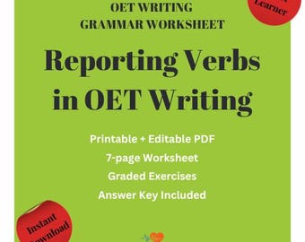 OET Reporting Verbs Grammar Worksheet with Answer Key