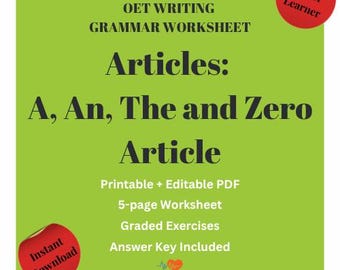 OET Articles Grammar Worksheet with Answer Key