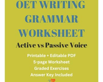 OET Active and Passive Voice Grammar Worksheet: Printable and Editable PDF