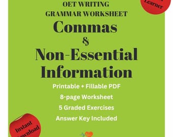 OET Commas Worksheet: Non-Essential Information with Answers