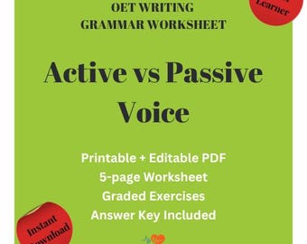 OET Active and Passive Voice Grammar Worksheet: Printable and Fillable PDF