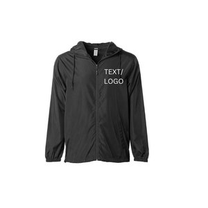 Custom Embroidered Windbreaker Full Zip with Hoodie,  Left Chest, add your logo or text