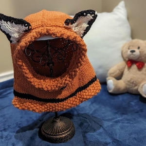 Fox Knitted Cowl | Fox Ear Hat | Fox Ear Kniited Hat | Animal Hat | Unique Winter Hat | Fox  Cowl