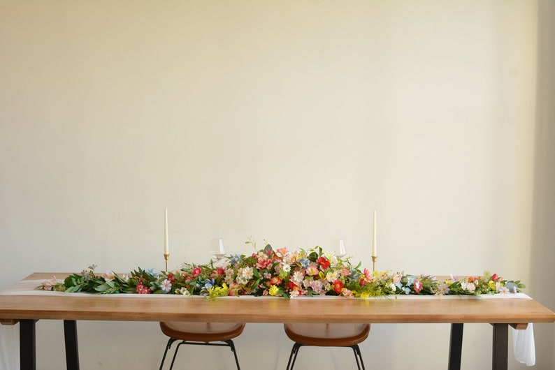 Wildblumen Tischgirlande Künstliche Blumen Tischläufer für Hochzeit Mittelstück SweetheartTableFlowe