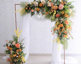 Wedding Flowers Wedding Greenery Arch Flowers in Shade of Orange and Blush