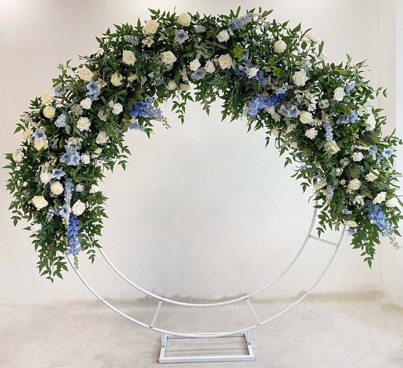 Blue White Wedding Flower Arrangement Greenery Wedding Arbor for Ceremony image 1