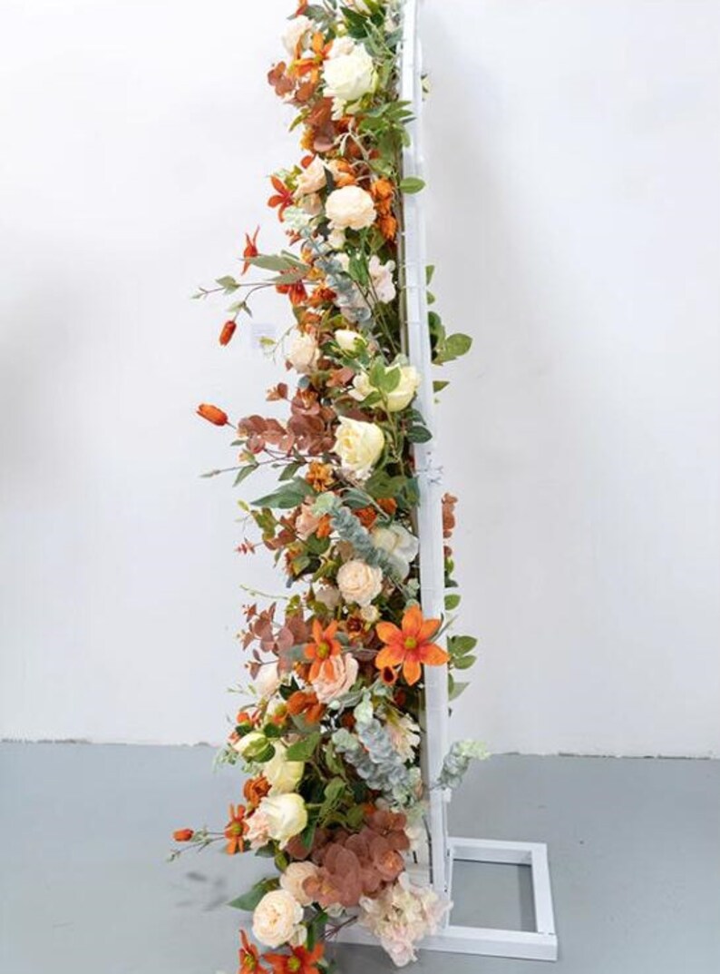 Horn Arch with Flower Arrangement Fall Wedding Arch Flowers in Shade of Burnt Orange, Golden Yellow and Ivory image 8
