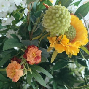 Fall Wedding Arch Flowers Arrangement with Greenery in Shade of Orange, Yellow, and White image 6