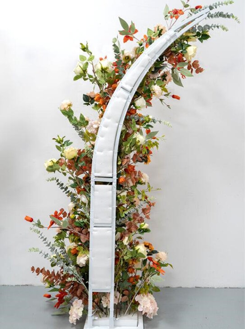 Horn Arch with Flower Arrangement Fall Wedding Arch Flowers in Shade of Burnt Orange, Golden Yellow and Ivory image 9