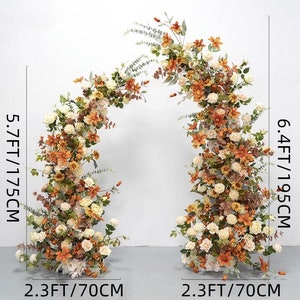Horn Arch with Flower Arrangement Fall Wedding Arch Flowers in Shade of Burnt Orange, Golden Yellow and Ivory image 4