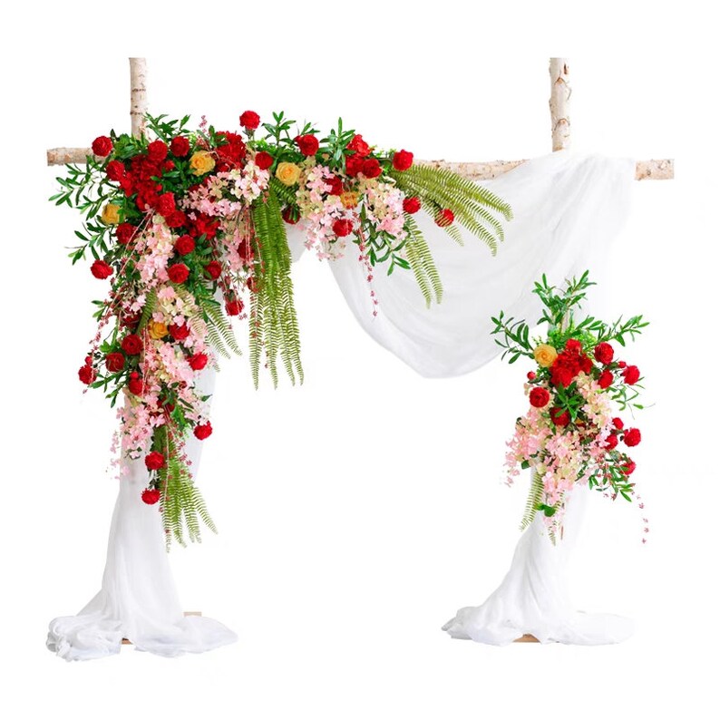 Wedding Arch Flowers Greenery Wedding Arch Spring Wedding Flowers Summer Wedding Flowers Red