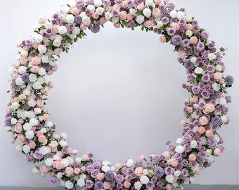 Wedding Flower Arrangements Wedding Arch Flowers in Shades of Purple, Ivory, and Pink