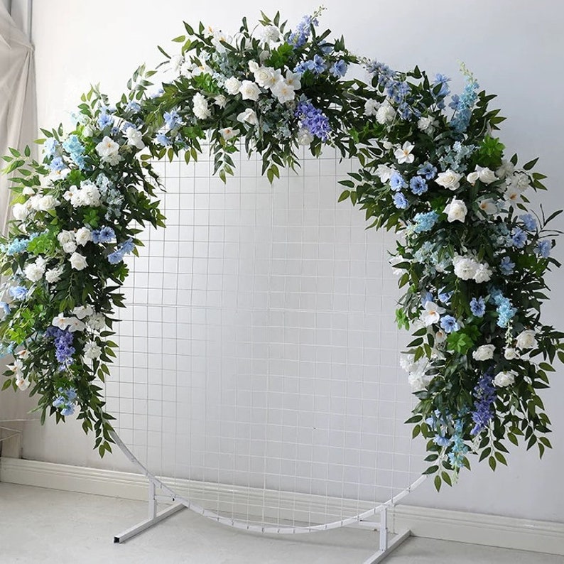 Blue White Wedding Flower Arrangement Greenery Wedding Arbor for Ceremony A+2B