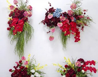 Wedding Arch with Flower Arrangement Greenery Wedding Arch Flowers in  Burgandy, Red and Pink