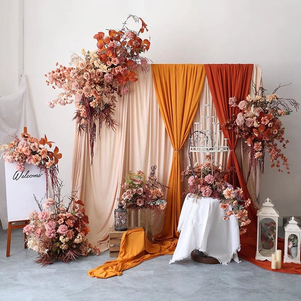 Fall Flower Arrangement Wedding Arch Flowers in Shade of Terracotta and Orange