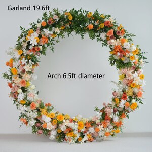 Fall Wedding Arch Flowers Arrangement with Greenery in Shade of Orange, Yellow, and White image 3