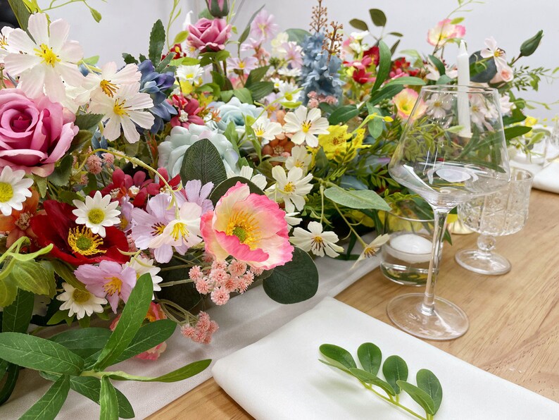 Wildflower Table Garland Artificial Flower Table Runner for Wedding Centerpiece image 4