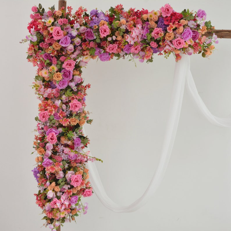 Arch Flowers for India wedding Arch Swag Spring Wedding Summer Wedding Floral Arrangement in Shade of Hot Pink, Purple, and Orange image 2