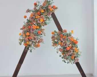 Fall Wedding Flowers Wedding Arch Flowers Arrangement Wedding Arbor Arrangement in Shades of Orange and Peach