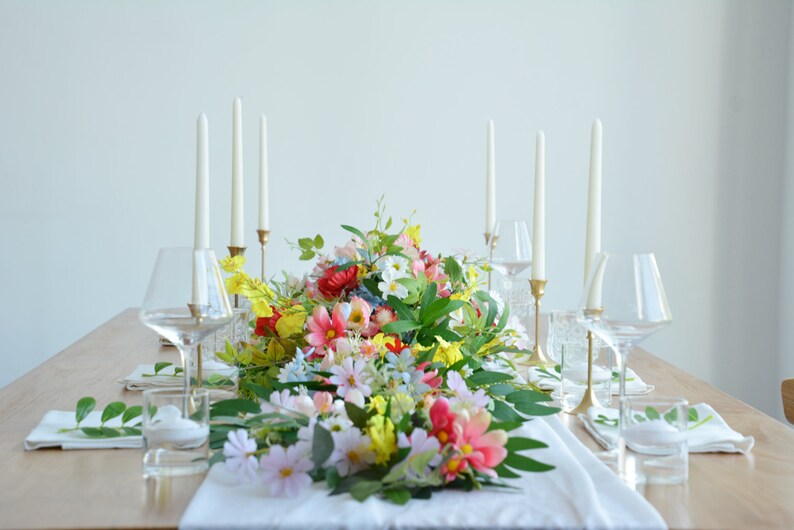 Wildblumen Tischgirlande Künstliche Blumen Tischläufer für Hochzeit Mittelstück Bild 8