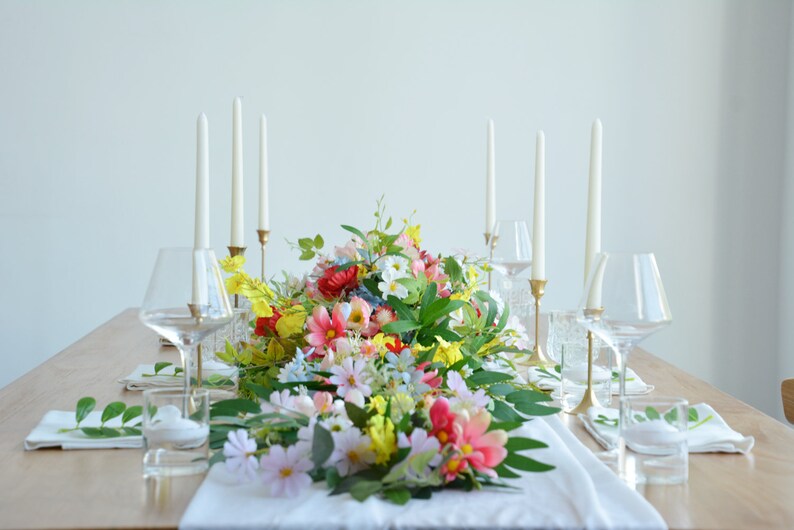 Wildflower Table Garland Artificial Flower Table Runner for Wedding Centerpiece image 8