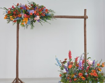 Fall Wildflower Wedding Arch Flowers in Shade of Red, Orange, and Yellow