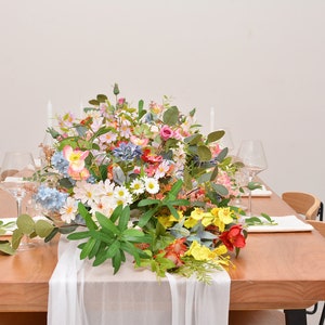 Wildflower Table Garland Artificial Flower Table Runner for Wedding Centerpiece image 3