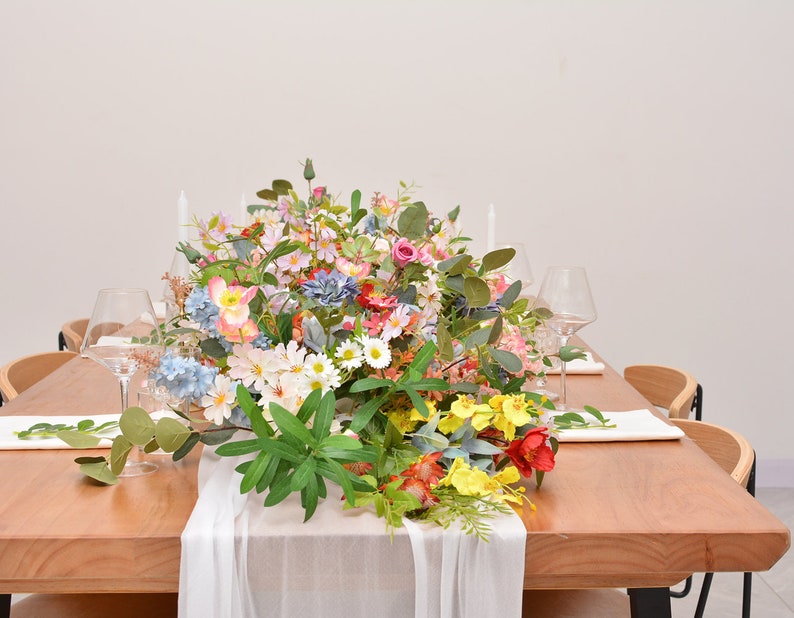 Wildflower Table Garland Artificial Flower Table Runner for Wedding Centerpiece image 3