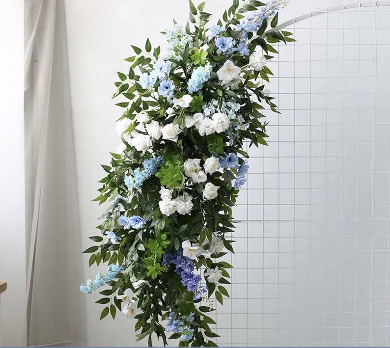 Blue White Wedding Flower Arrangement Greenery Wedding Arbor for Ceremony B