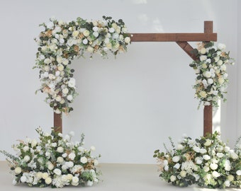 Artificial Flower Arrangement Eucalyptus leaves with for Wedding Arch in Shades of Ivory, White, and Gold